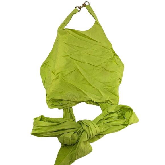 Esteban Cortazar Top Womens Small Green Tie Around Halter Jacquard - Picture 2 of 10